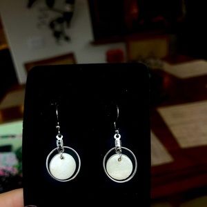 Clay Earrings, circle stud with detail circle hoop